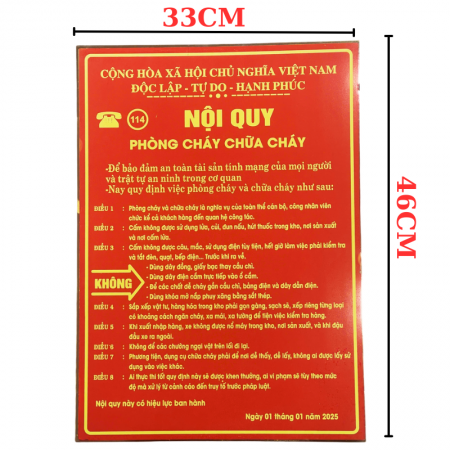 Bảng nội quy và tiêu lệnh tole