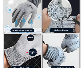 Găng tay chống cắt cấp độ 5 phủ PU xám Găng tay chống cắt cấp độ 5 phủ PU xám