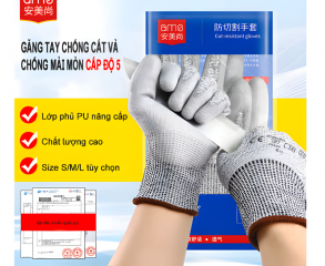 Găng tay chống cắt cấp độ 5 phủ PU xám Găng tay chống cắt cấp độ 5 phủ PU xám