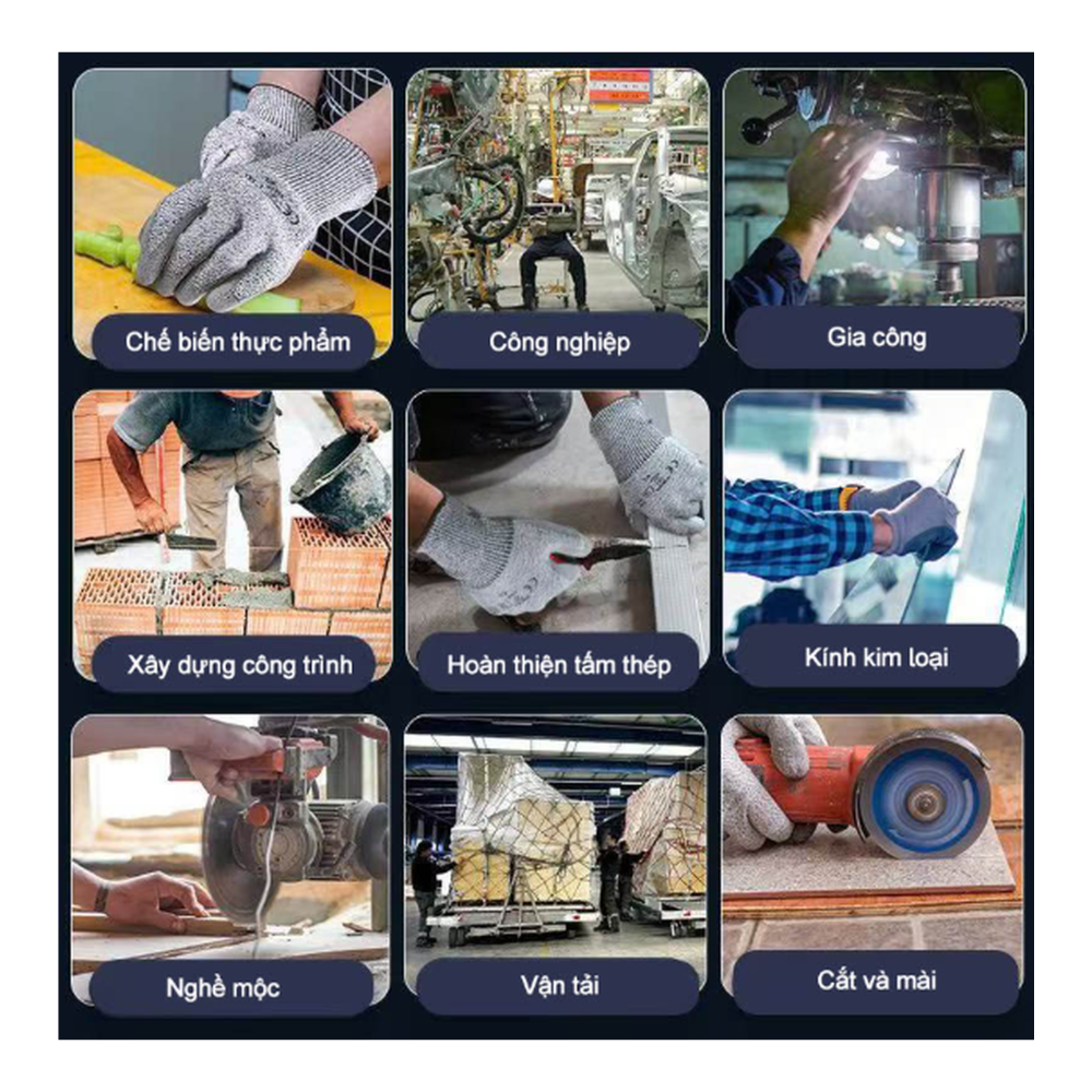 Găng tay chống cắt cấp độ 5 phủ PU xám